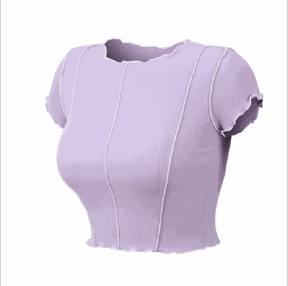 Cropped Short Sleeve T-Shirt Ruffle Sport Enfom Clothing