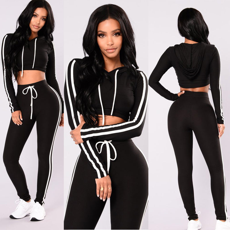 European And American Women's Autumn And Winter Sports Sexy Two-piece Suit Enfom Clothing