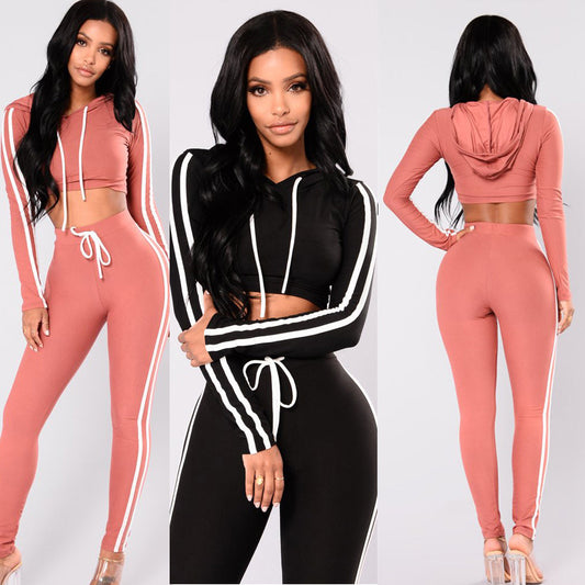 European And American Women's Autumn And Winter Sports Sexy Two-piece Suit Enfom Clothing