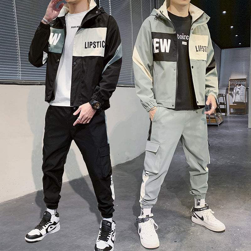 Fashion long sleeve patchwork contrast sport suit Enfom Clothing