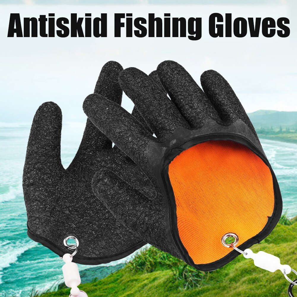 Fishing Gloves Anti-Slip Protect Hand From Puncture Scrapes Fisherman Professional Catch Fish Latex Hunting Gloves Left Right Enfom Clothing