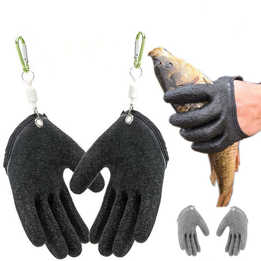 Fishing Gloves Anti-Slip Protect Hand From Puncture Scrapes Fisherman Professional Catch Fish Latex Hunting Gloves Left Right Enfom Clothing