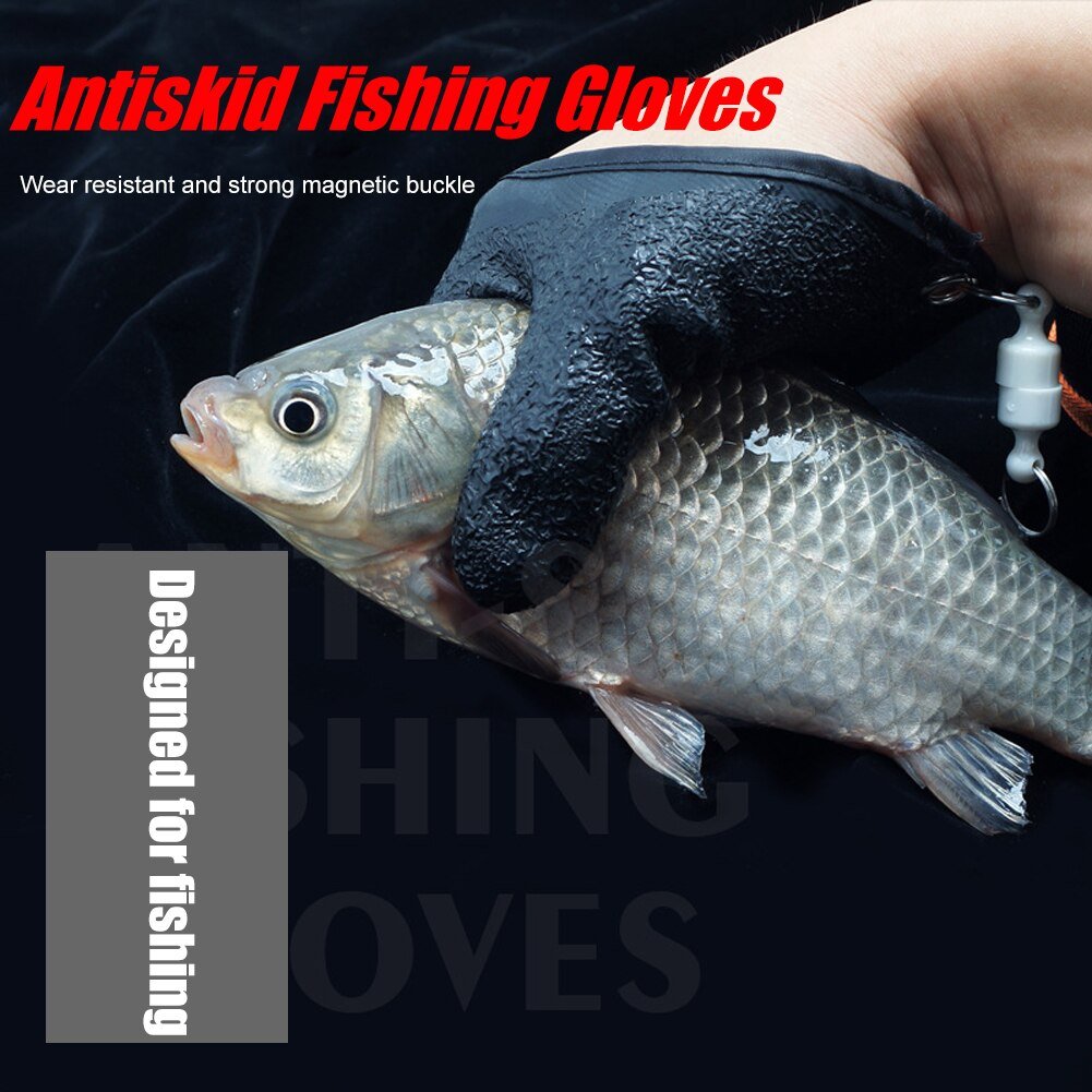 Fishing Gloves Anti-Slip Protect Hand From Puncture Scrapes Fisherman Professional Catch Fish Latex Hunting Gloves Left Right Enfom Clothing