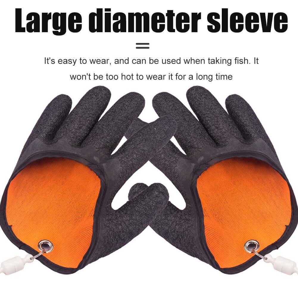 Fishing Gloves Anti-Slip Protect Hand From Puncture Scrapes Fisherman Professional Catch Fish Latex Hunting Gloves Left Right Enfom Clothing