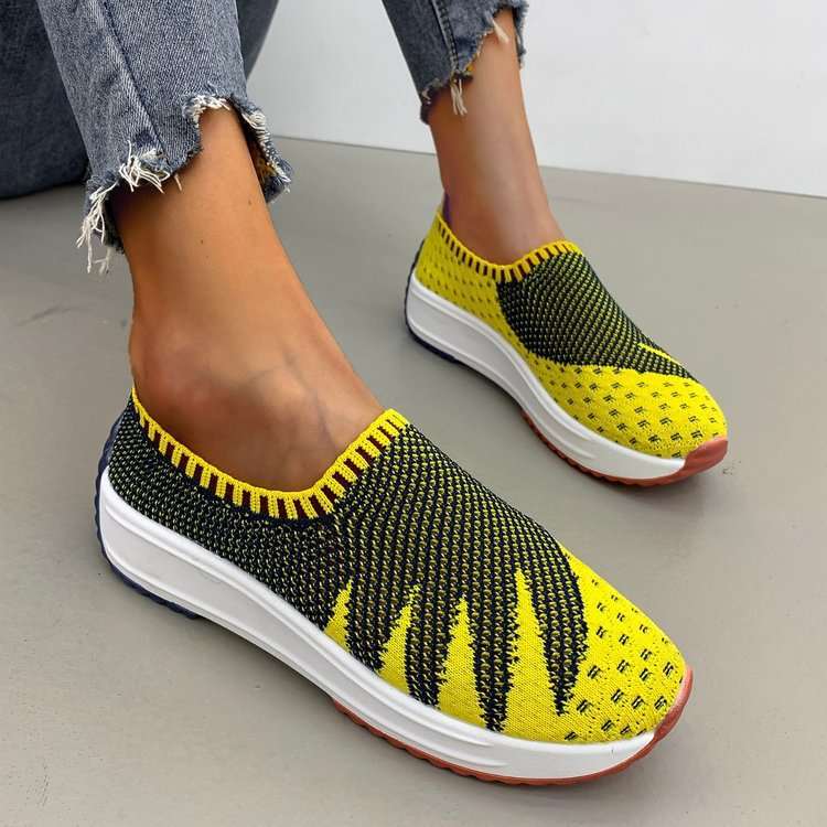 flyknit breathable shoes wedge sneakers pattern