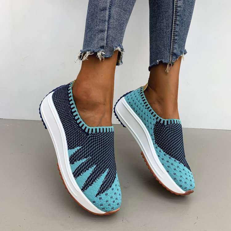 flyknit breathable shoes wedge sneakers pattern