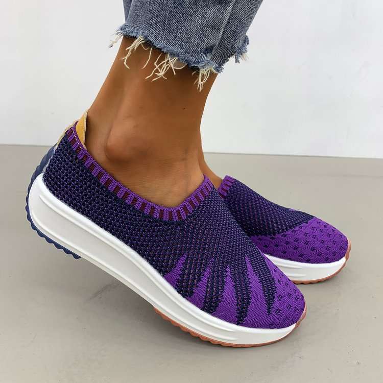 flyknit breathable shoes wedge sneakers pattern