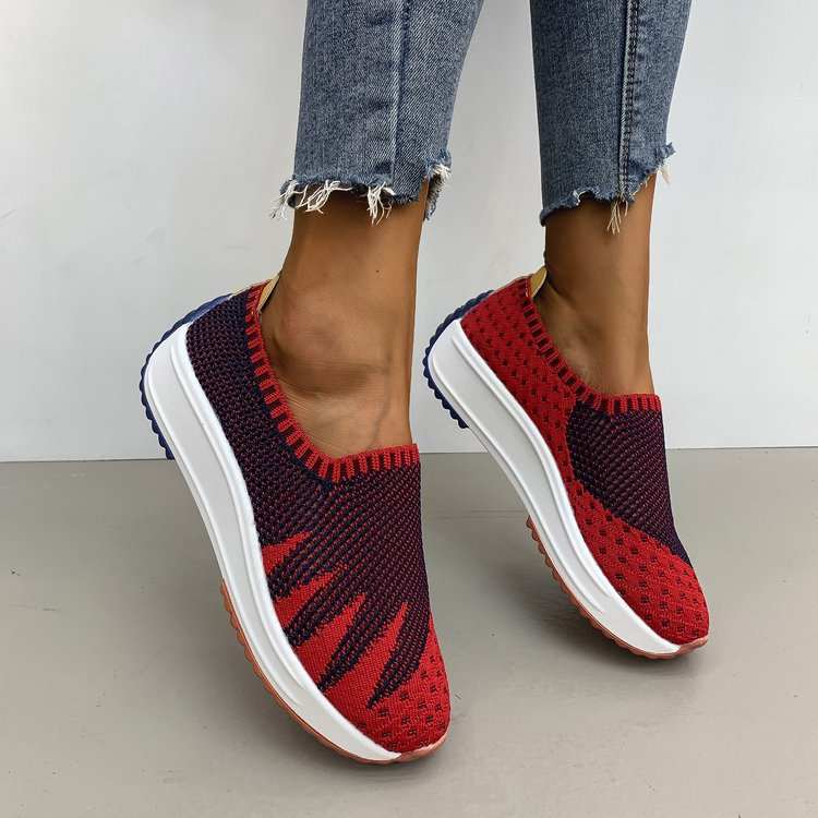 flyknit breathable shoes wedge sneakers pattern