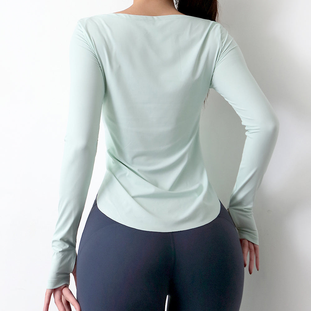 Gym Smock Sportswear Women'S Tight-Fitting Long-Sleeved Bottoming Shirt Outer Wear T Shirt Quick Drying Yoga Training Top Enfom Clothing