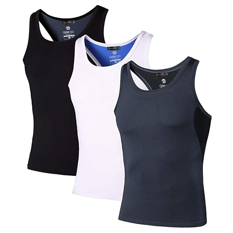 Jeansian 3 Pack Sport Tank Tops Tanktops Sleeveless Shirts Running Grym Workout Fitness LSL3306 PackA Enfom Clothing