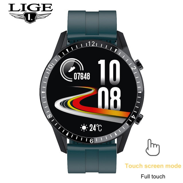 LIGE Fashion Full Circle Touch Screen Mens Smart Watch Waterproof Sport Fitness Watch Luxury Bluetooth Phone Smart Watch For Men Enfom Clothing