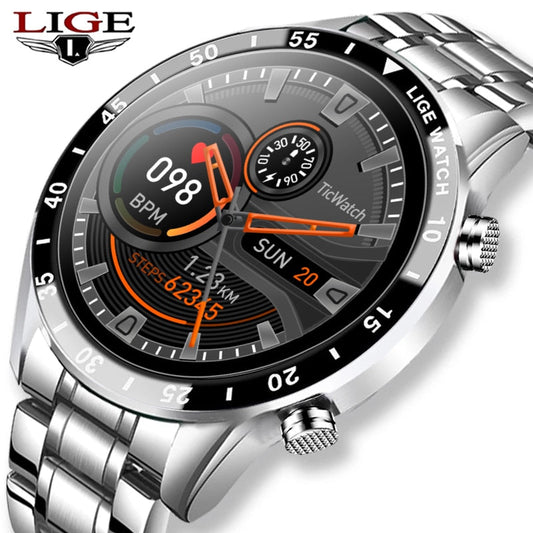 LIGE Fashion Full Circle Touch Screen Mens Smart Watch Waterproof Sport Fitness Watch Luxury Bluetooth Phone Smart Watch For Men Enfom Clothing