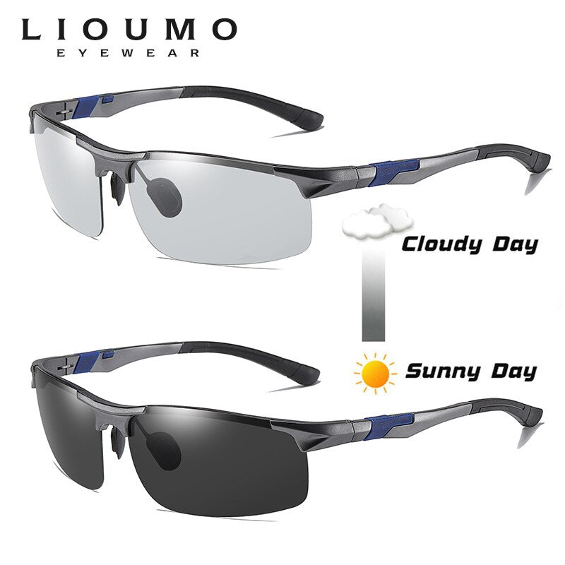 LIOUMO Photochromic Sun Glasses Polarized Men Aluminum Magnesium Frame Sport Driving Sunglasses Change Color gafas de sol hombre Enfom Clothing