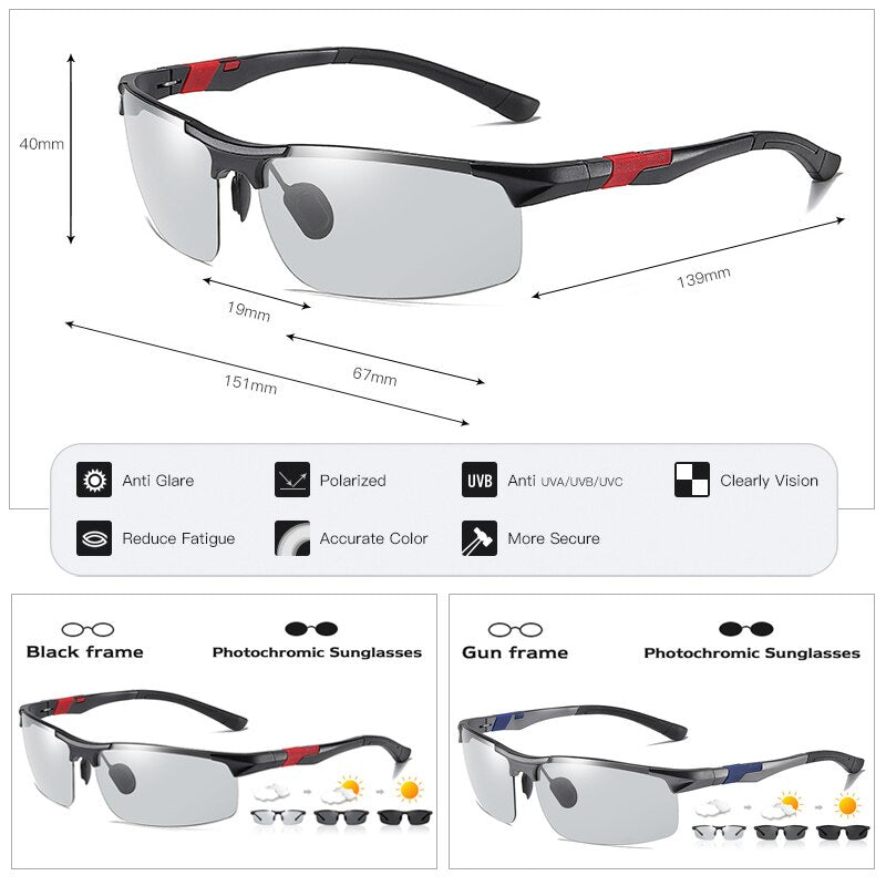 LIOUMO Photochromic Sun Glasses Polarized Men Aluminum Magnesium Frame Sport Driving Sunglasses Change Color gafas de sol hombre Enfom Clothing