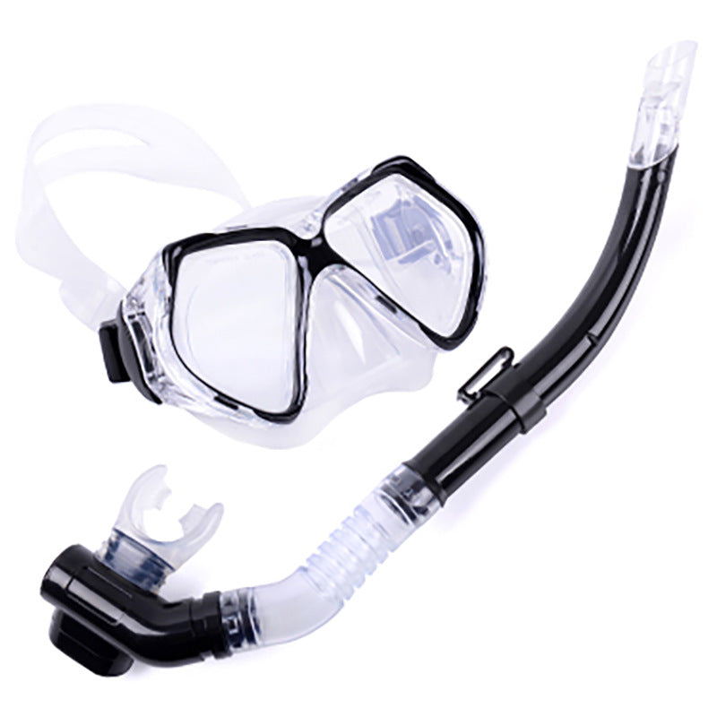 Large View Mask Tempered Glass Diving Mask Suit Snorkeling Silicone Mouthpiece Breathing Tube Equipment Double Drainage Enfom Clothing