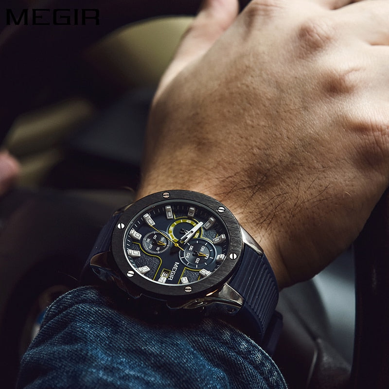 MEGIR Men Sport Watch Top Brand Luxury Waterproof Luminous Chronograph Quartz Army Military Watches Clock Men Relogio Masculino Enfom Clothing