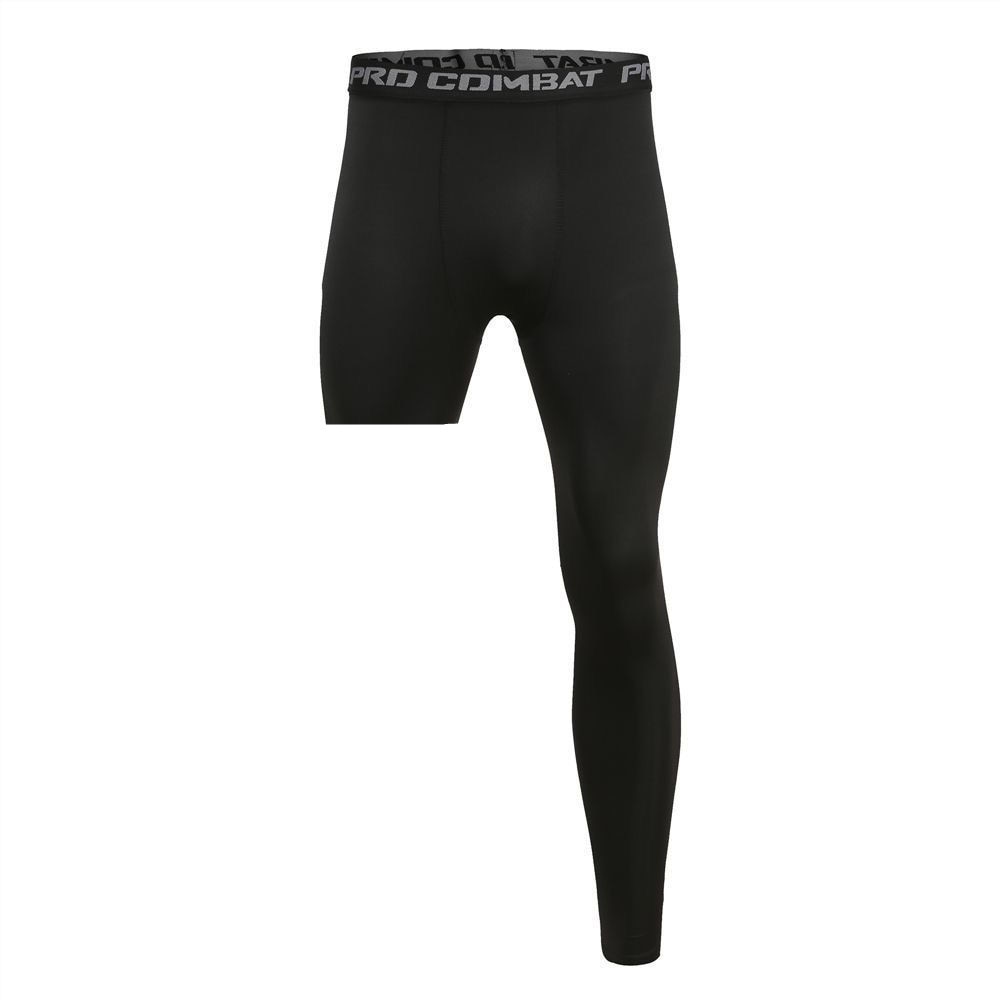 Men Base Layer Exercise Trousers Compression Running Tight Sport Cropped One Leg Leggings Basketball Football Yoga Fitness Pants Enfom Clothing