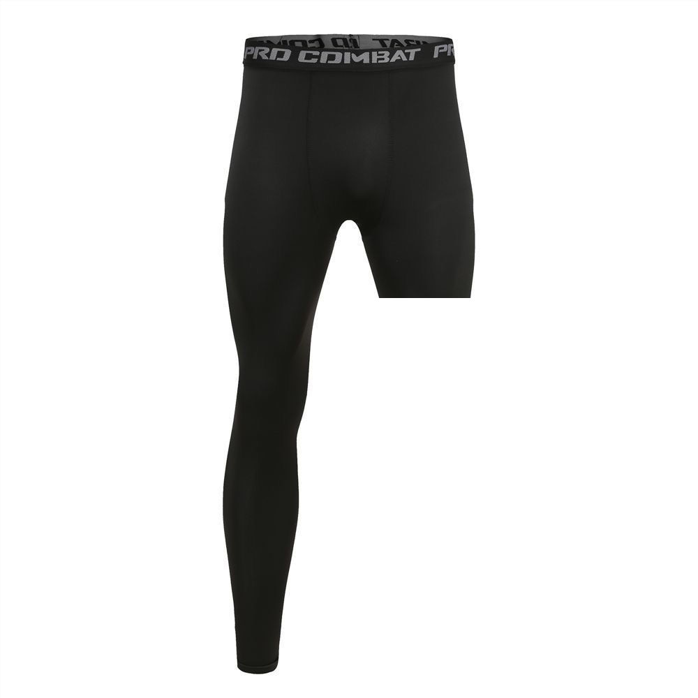 Men Base Layer Exercise Trousers Compression Running Tight Sport Cropped One Leg Leggings Basketball Football Yoga Fitness Pants Enfom Clothing