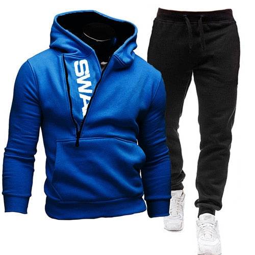 Men Casual Tracksuit Sweatshirt+Sweatpant 2 Pieces Set Men's Sportswear Outfit Autumn Winter Hooded Male Pullover Hhoodies Suit Enfom Clothing