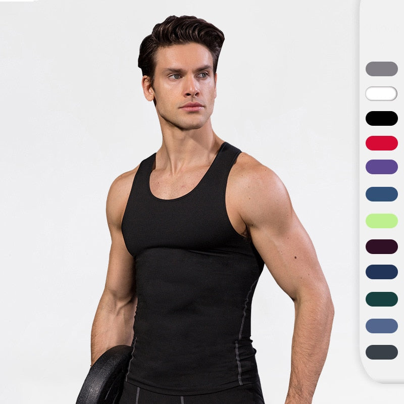 Men Compression Running Vest Workout Training Tight Tank Tops Quick Dry Gym Sleeveless Fitness Big Elastic Shirt Custom Logo Enfom Clothing