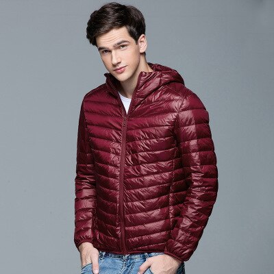 Men Fluffy Winter Coat Fashion Hooded 90% White Duck Down Jackets Ultralight Puffer Down Coat Portable Slim Down Parkas 5XL 6XL Enfom Clothing