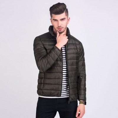 Men Winter Puffer Jacket 2022 New Ultra Light 90% White Duck Down Jackets Casual Portable Winter Coat for Men 4XL 5XL 6XL Enfom Clothing