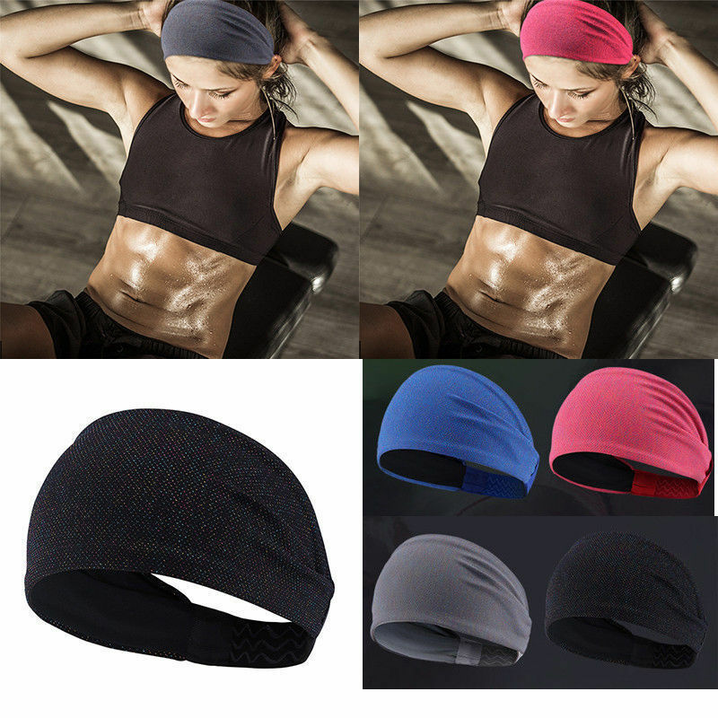 Men Women Sweat Sweatband Headband Yoga Gym Running Stretch Sports Head Band Random Color Enfom Clothing