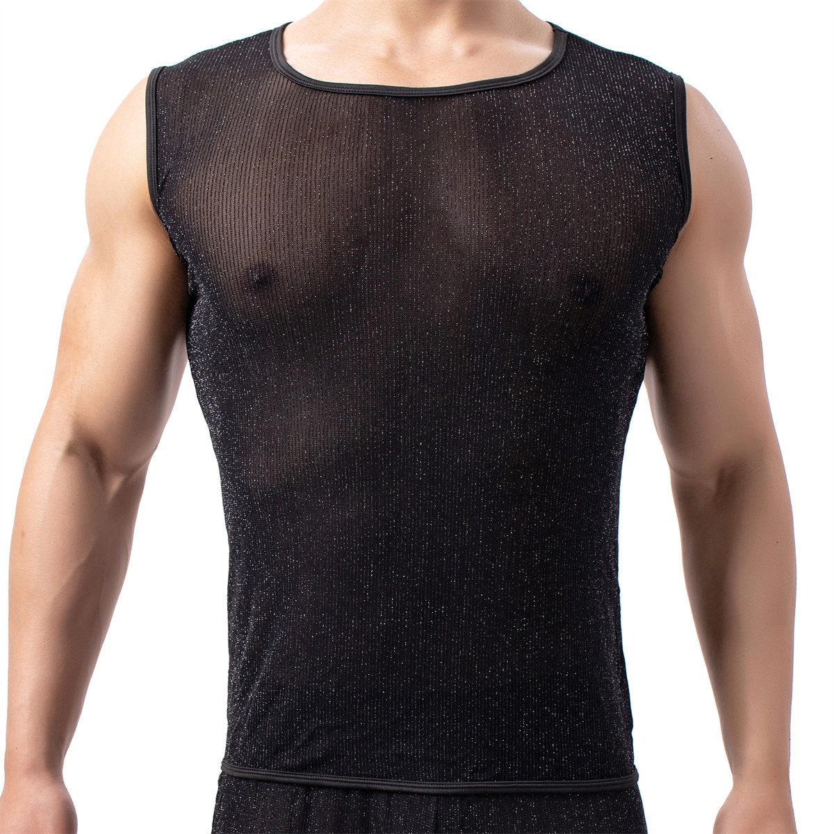 Men's Ice Silk Mesh Lace Transparent Vest Enfom Clothing