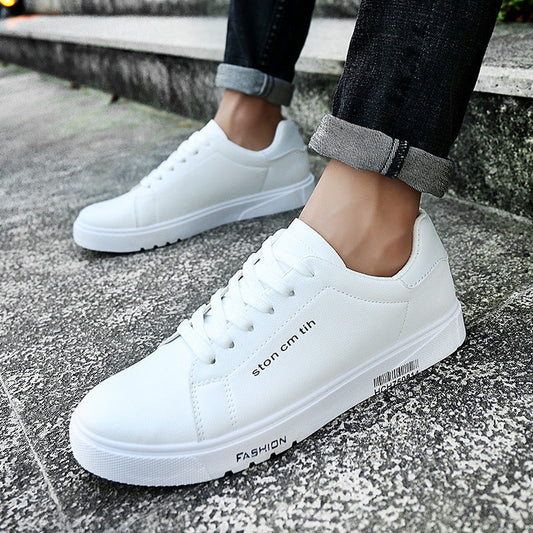 Men's Lace-Up Sneakers, Student Running Men's Shoes, Low-Top Breathable White Shoes Enfom Clothing