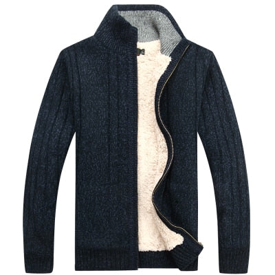 Men's Winter Sweater Male Clothes Thick Fleece Casual Cardigan Knitted Sweater for Men Coat Warm 2021 Enfom Clothing