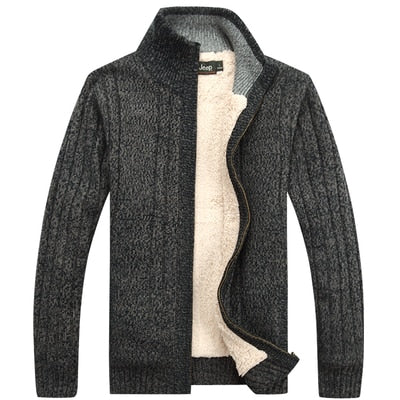 Men's Winter Sweater Male Clothes Thick Fleece Casual Cardigan Knitted Sweater for Men Coat Warm 2021 Enfom Clothing