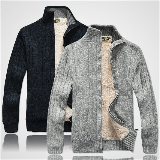 Men's Winter Sweater Male Clothes Thick Fleece Casual Cardigan Knitted Sweater for Men Coat Warm 2021 Enfom Clothing