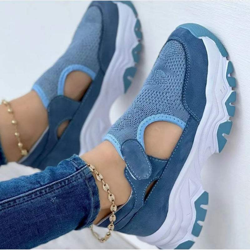 Mesh Sport Shoes Women Fashion Outdoor Flat Heel Round Toe Preppy Running Shoes Enfom Clothing