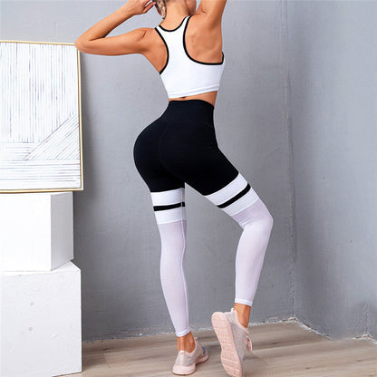 Mesh Stitching Sexy Gym Sports Quick-drying Peach Hip Yoga Suit Enfom Clothing