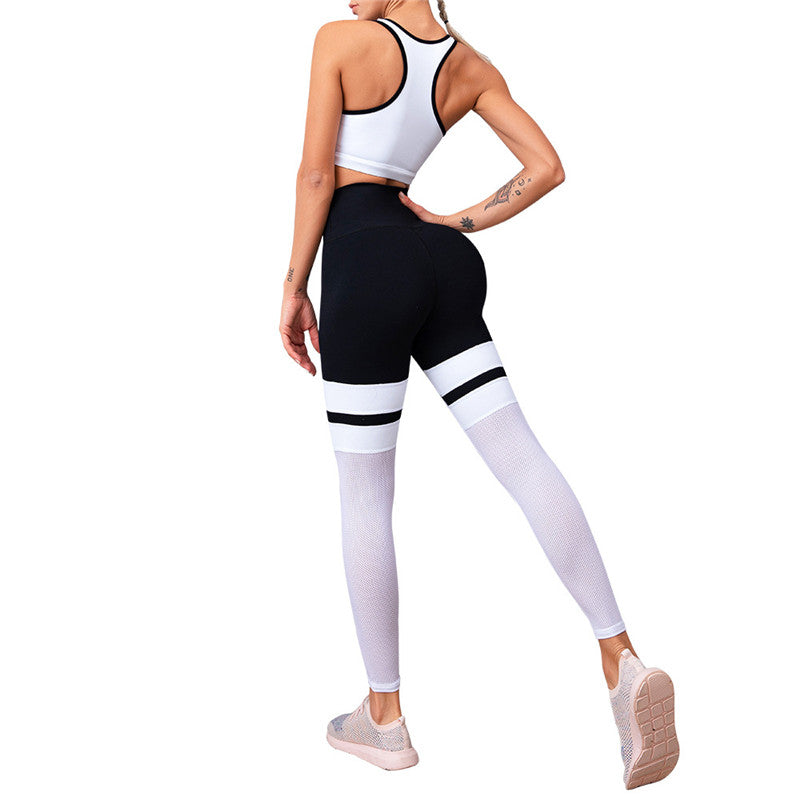 Mesh Stitching Sexy Gym Sports Quick-drying Peach Hip Yoga Suit Enfom Clothing