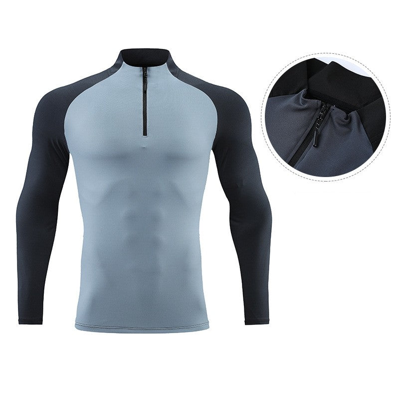 Mock Neck Half-zip Solid Color Gym Suit Enfom Clothing