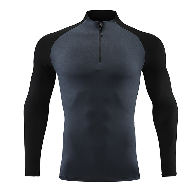 Mock Neck Half-zip Solid Color Gym Suit Enfom Clothing