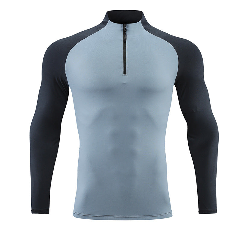 Mock Neck Half-zip Solid Color Gym Suit Enfom Clothing