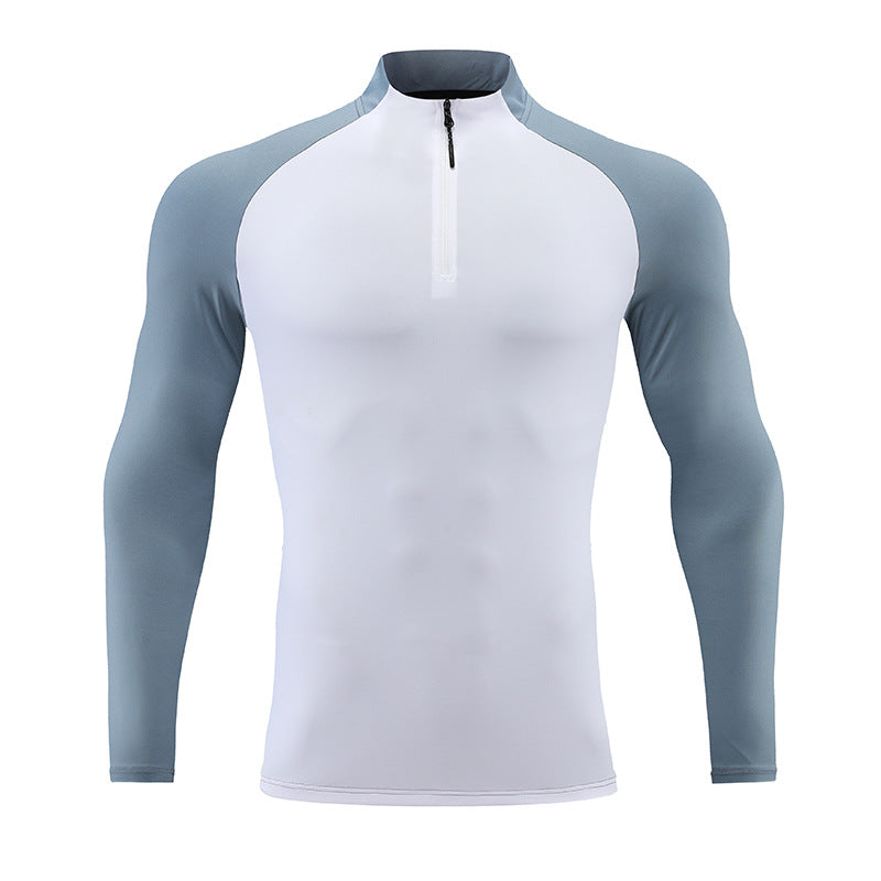 Mock Neck Half-zip Solid Color Gym Suit Enfom Clothing