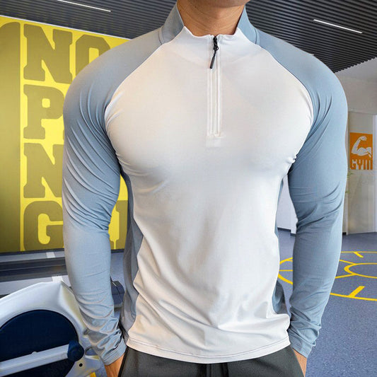 Mock Neck Half-zip Solid Color Gym Suit Enfom Clothing