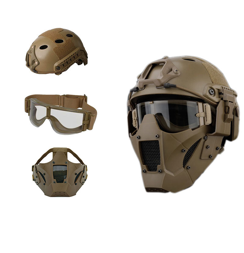 Multi Function Iron Mesh Tactical Mask with Fast Helmet and Tactical Goggles Airsoft Hunting Motorcycle Sport Play Enfom Clothing