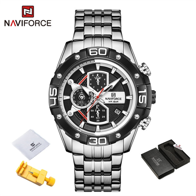 NAVIFORCE Sports Watches for Men Luxury Brand Military Waterproof Genuine Leather Wrist Watch Man Clock Chronograph Wrist watch Enfom Clothing