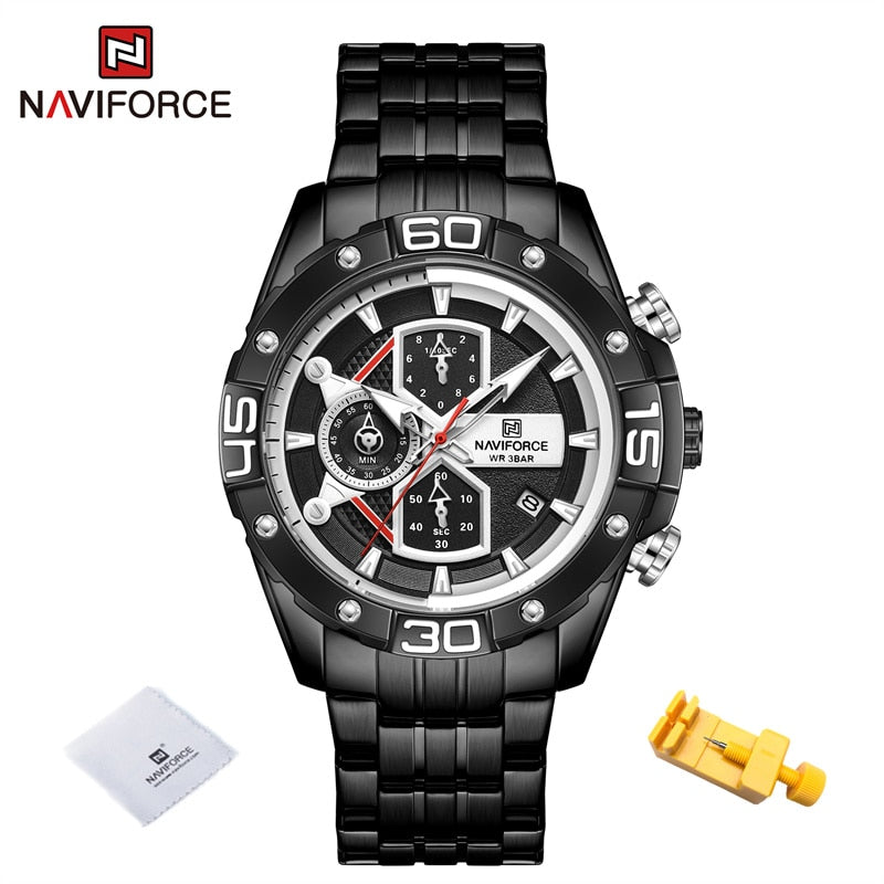 NAVIFORCE Sports Watches for Men Luxury Brand Military Waterproof Genuine Leather Wrist Watch Man Clock Chronograph Wrist watch Enfom Clothing