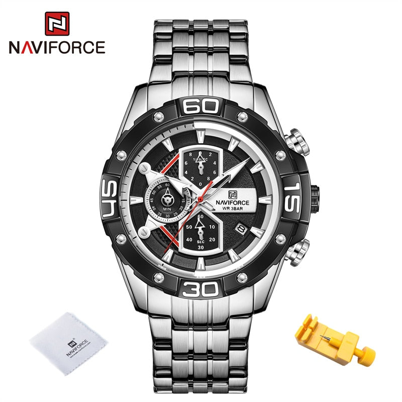 NAVIFORCE Sports Watches for Men Luxury Brand Military Waterproof Genuine Leather Wrist Watch Man Clock Chronograph Wrist watch Enfom Clothing