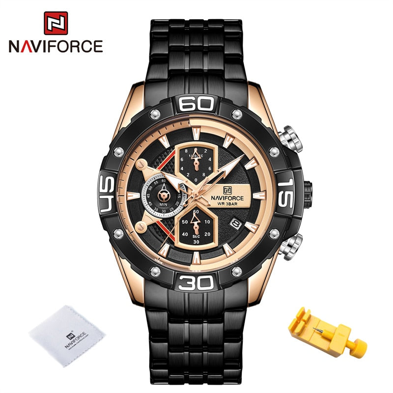 NAVIFORCE Sports Watches for Men Luxury Brand Military Waterproof Genuine Leather Wrist Watch Man Clock Chronograph Wrist watch Enfom Clothing