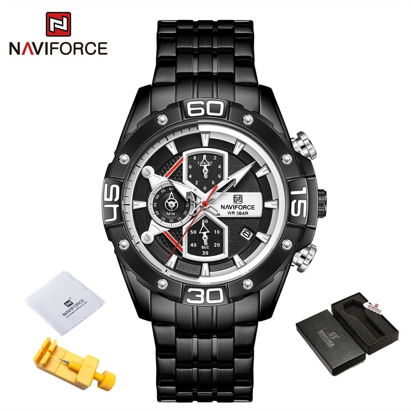 NAVIFORCE Sports Watches for Men Luxury Brand Military Waterproof Genuine Leather Wrist Watch Man Clock Chronograph Wrist watch Enfom Clothing