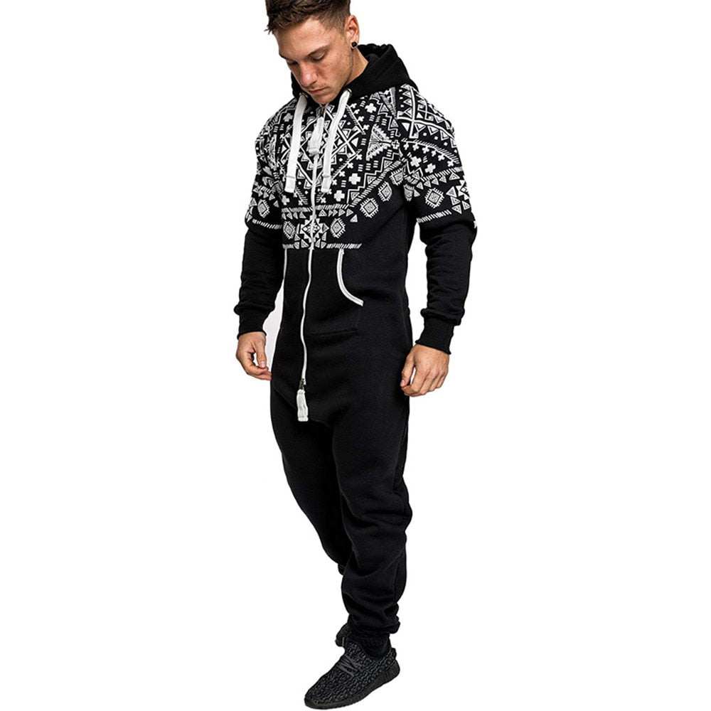 National style printed one-piece men's pajamas Enfom Clothing