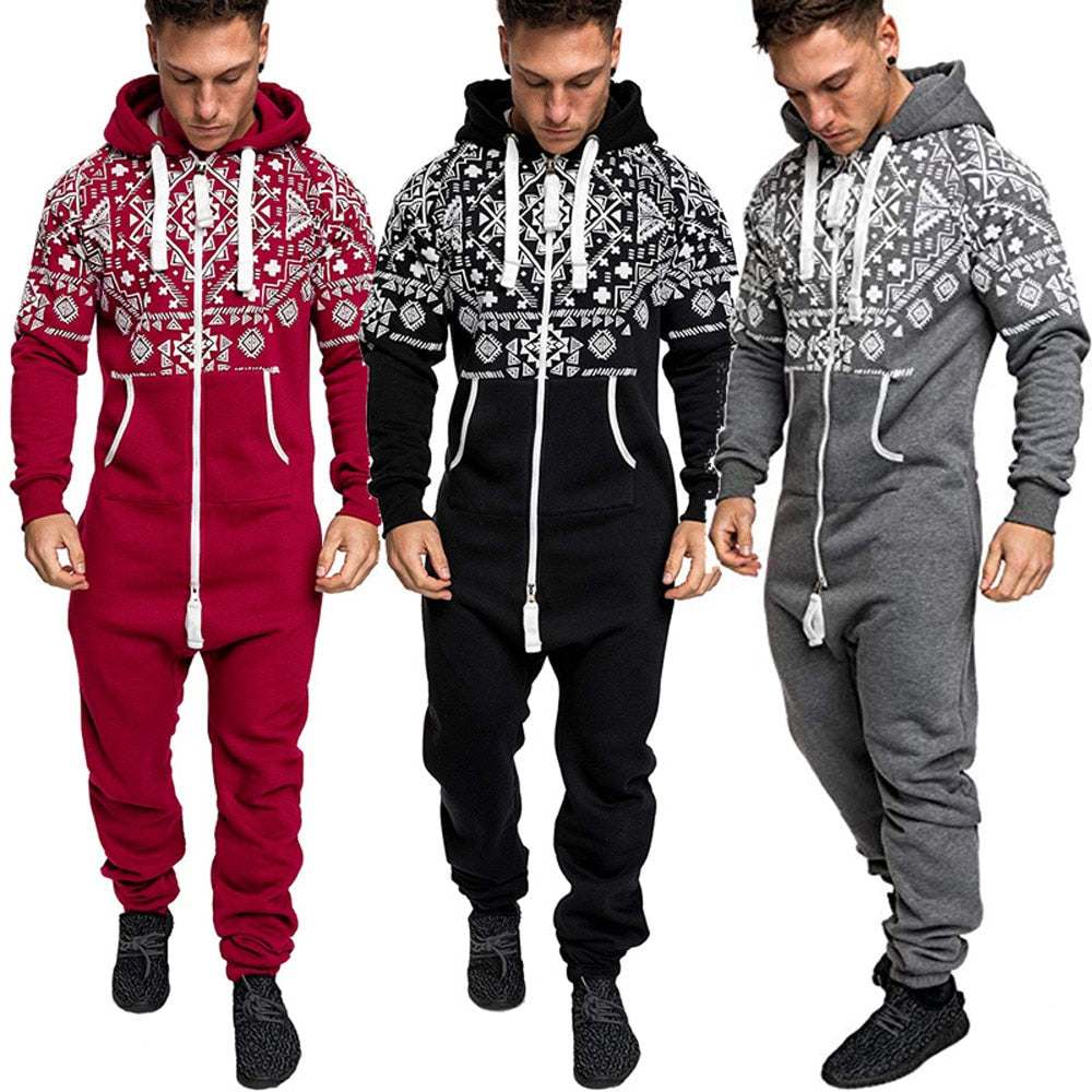 National style printed one-piece men's pajamas Enfom Clothing