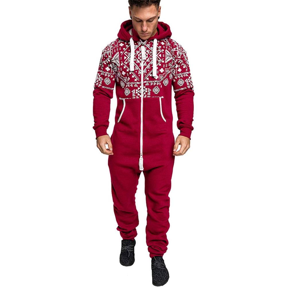 National style printed one-piece men's pajamas Enfom Clothing