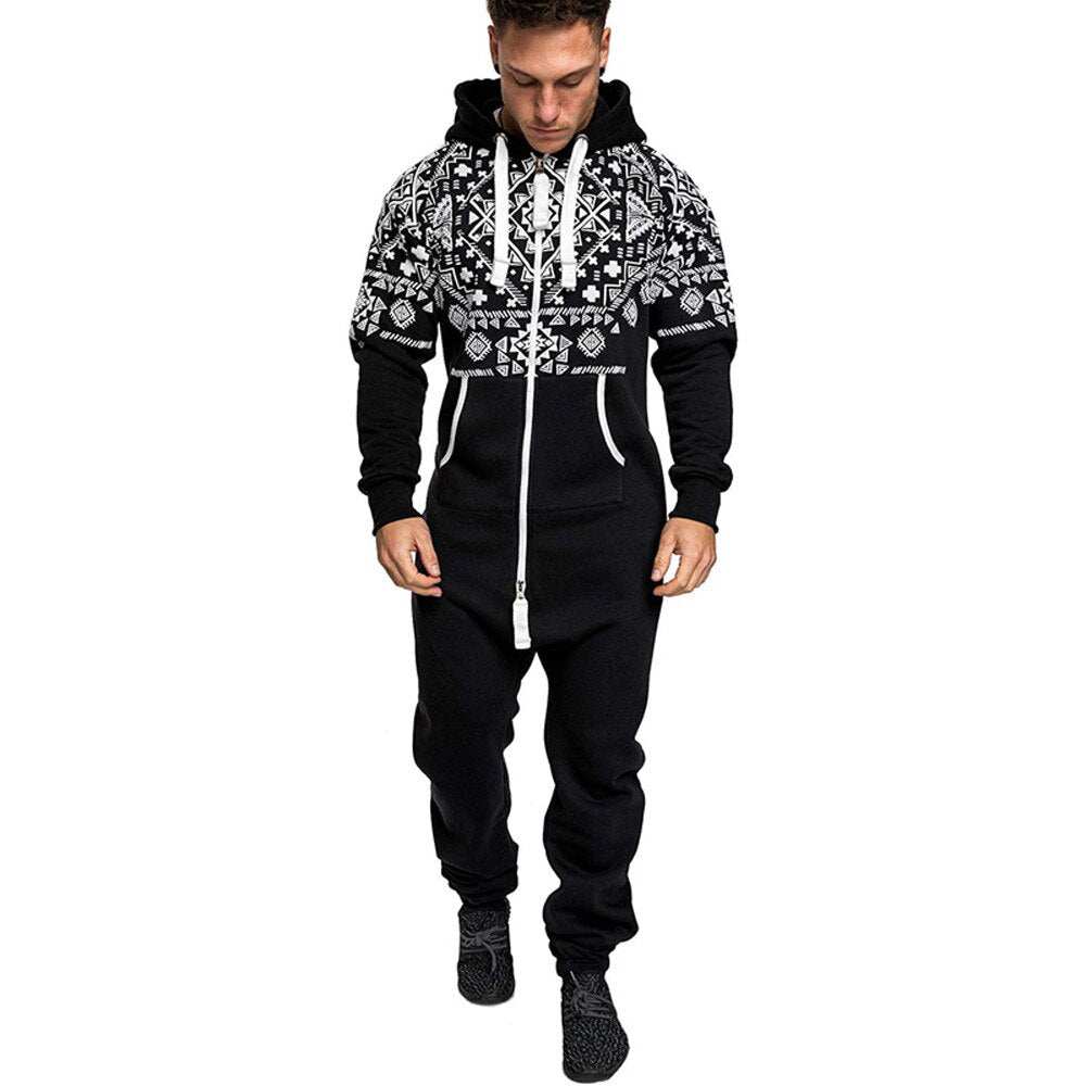 National style printed one-piece men's pajamas Enfom Clothing